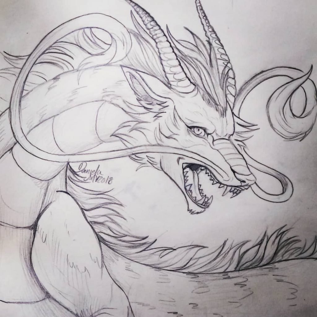 Дракон рисунок карандашом для срисовки