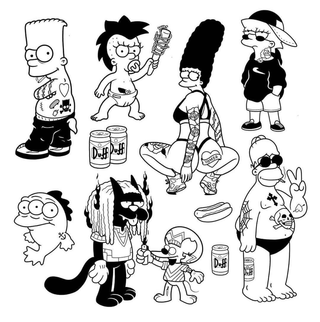 Эскизы мультяшных татуировок