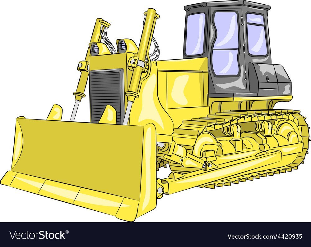 Экскаватор бульдозер вектор