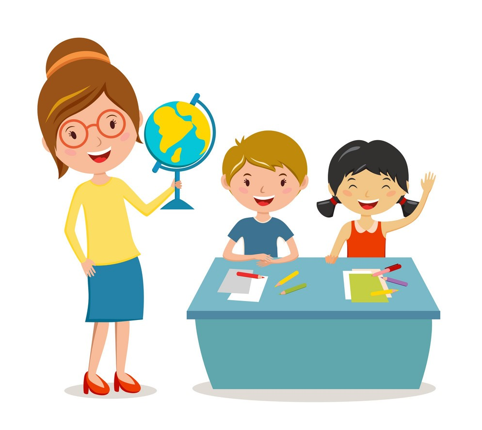 Учитель с детьми вектор