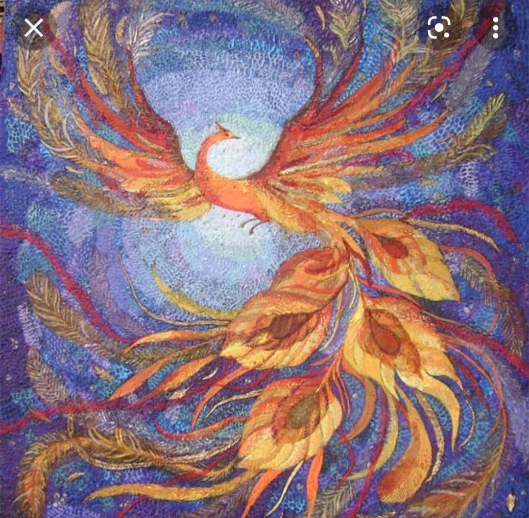 Шерстяная акварель Жар птица