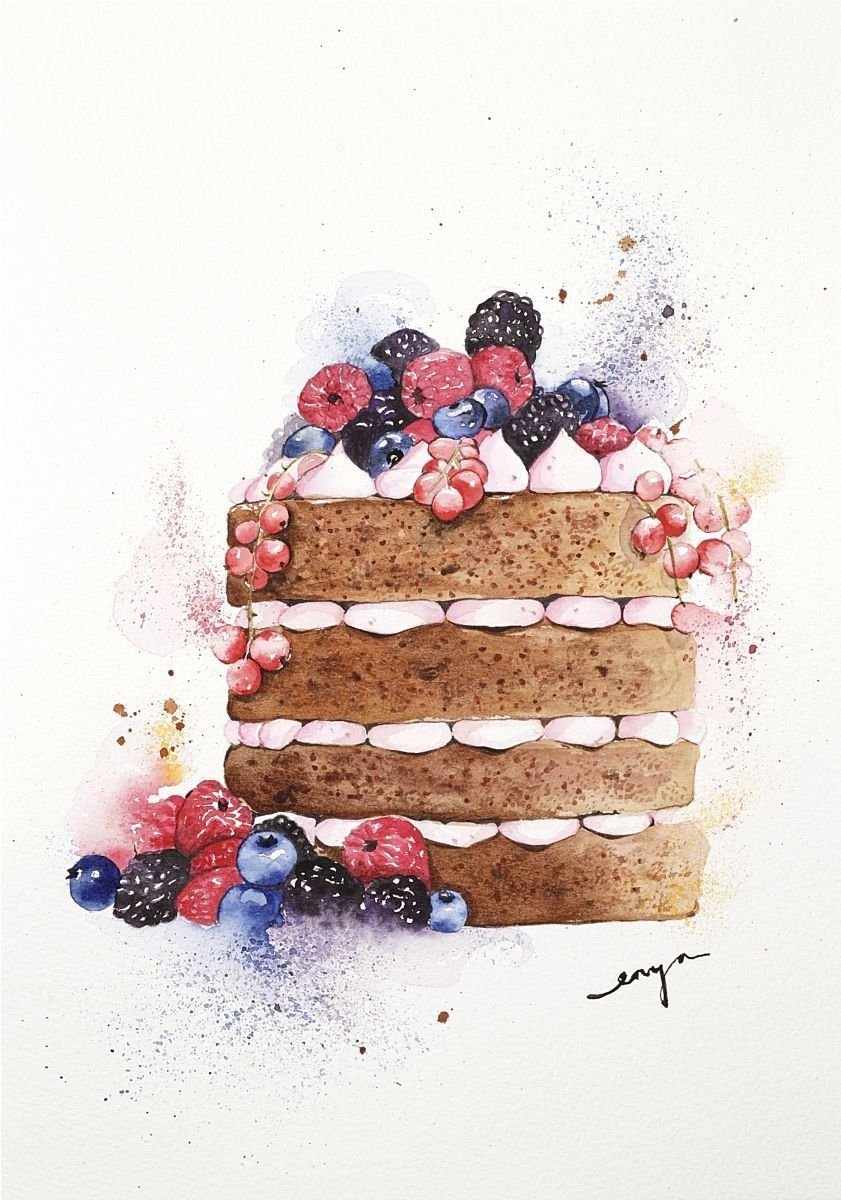 Торт акварель