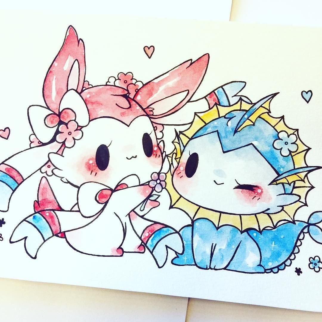 Покемоны цветными карандашами