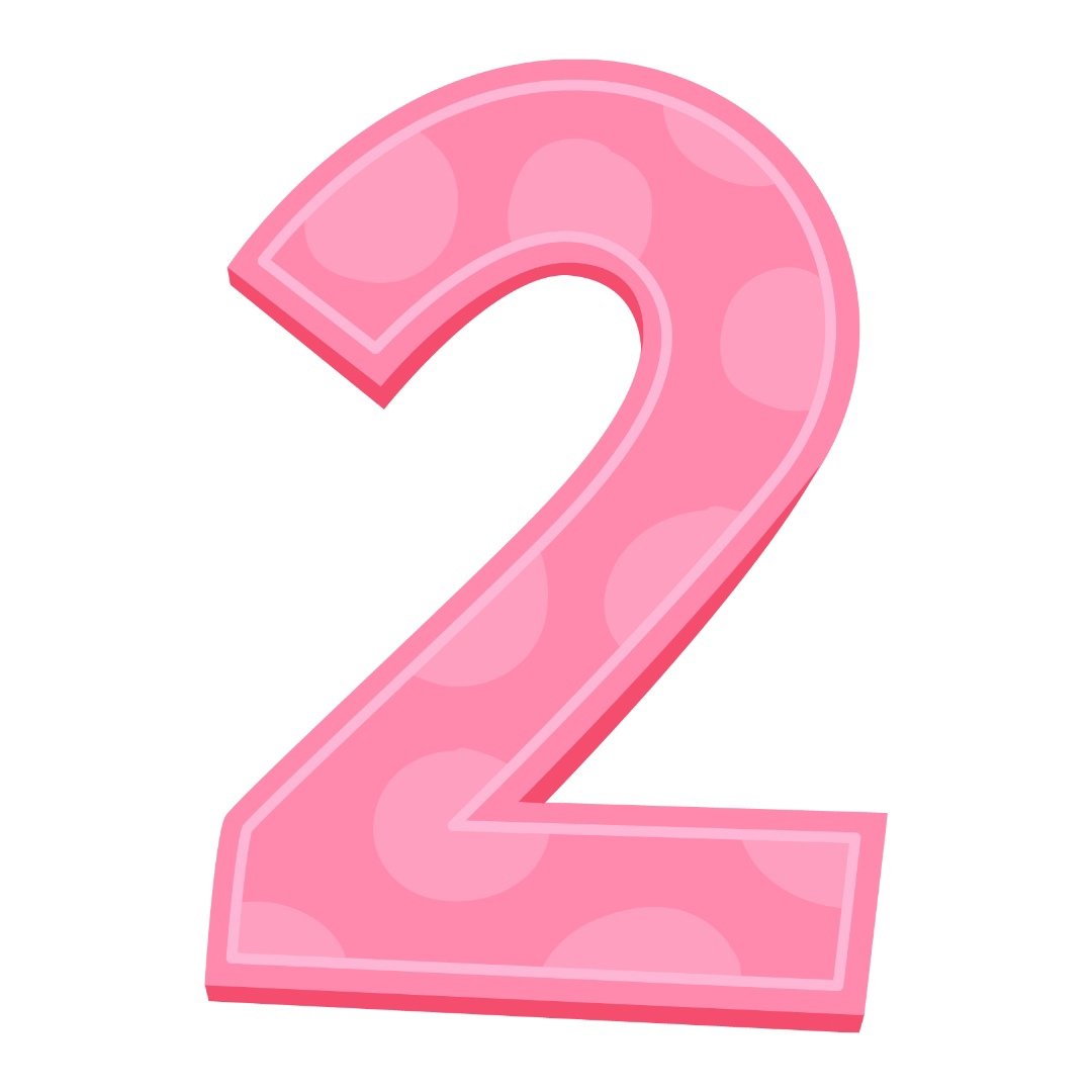 Цифра 2 розовая красивая