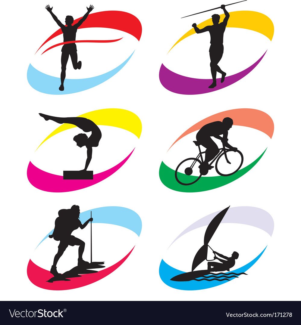 Виды спорта силуэты цветные