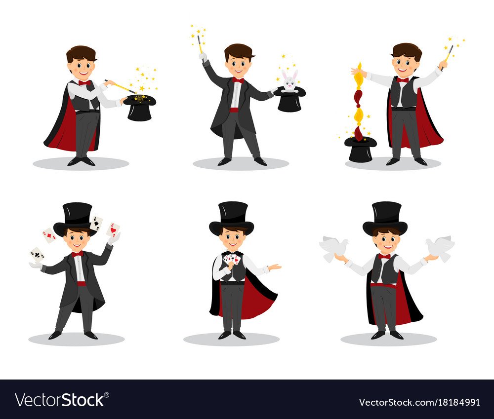 Фокусник в мультяшном стиле