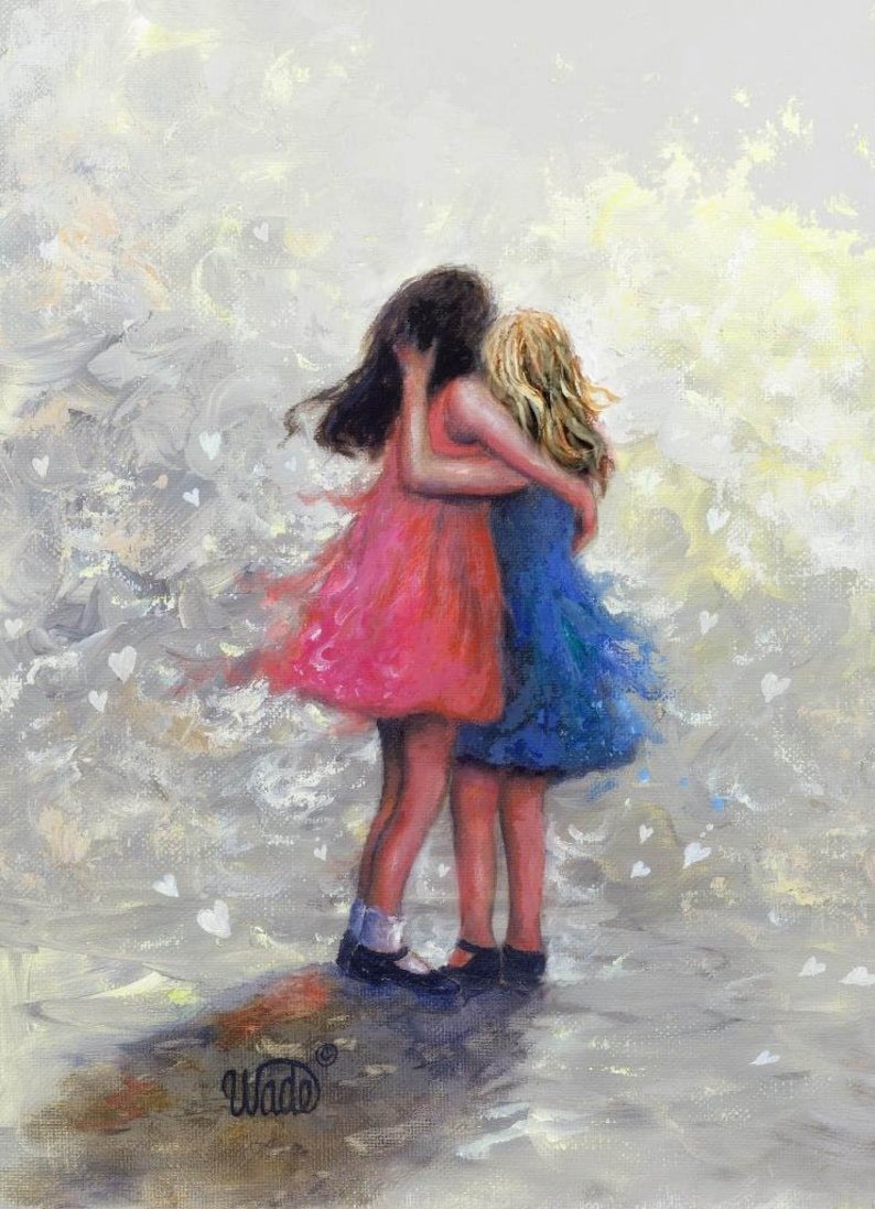 Две девочки маленькие живопись