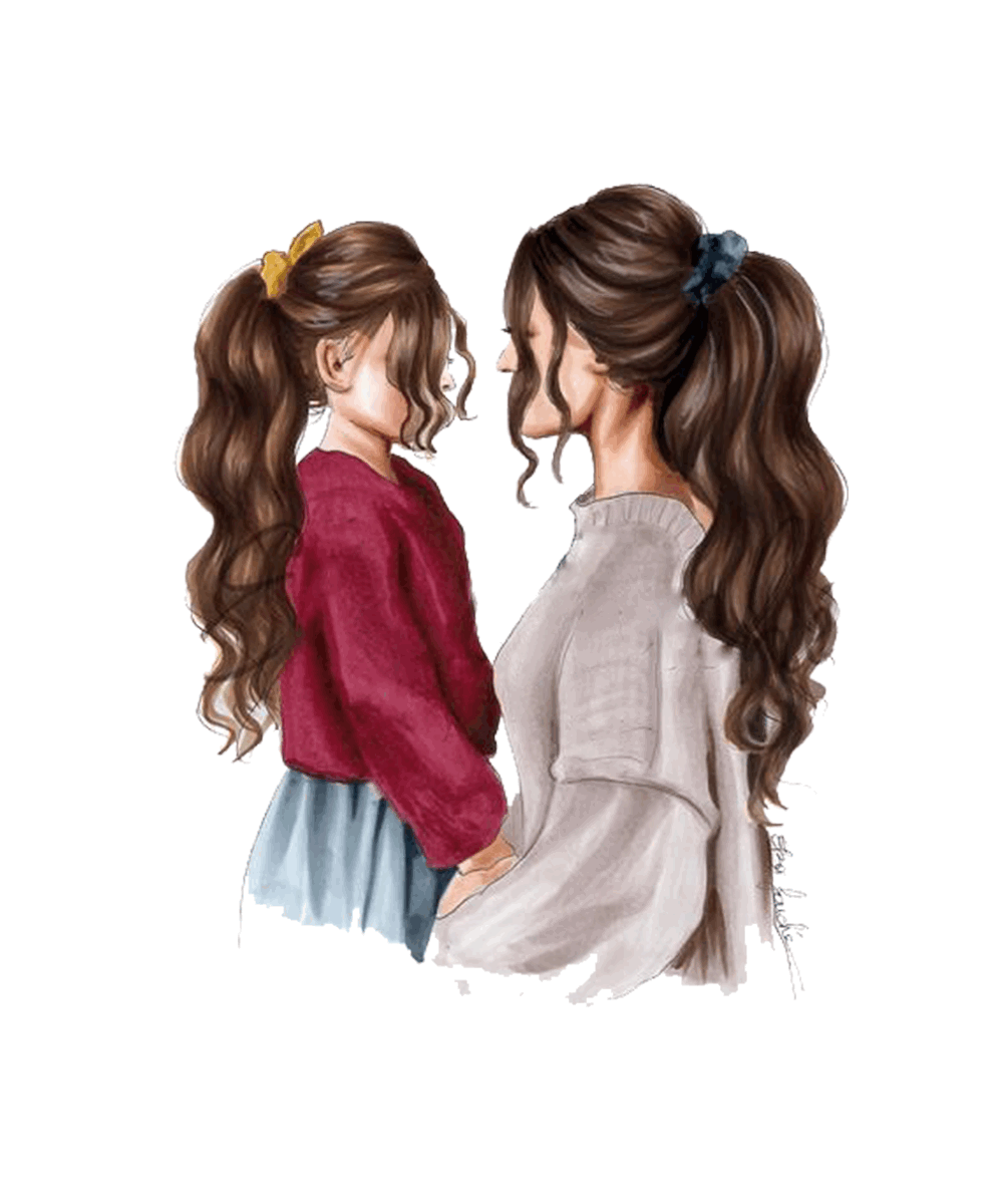 Мама и дочка рисунок