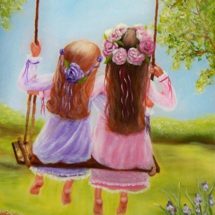 Подруги на качелях