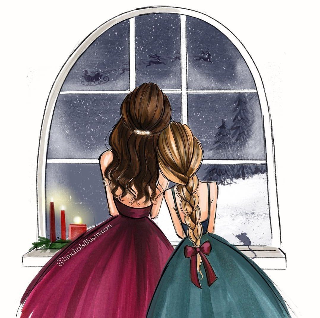 Девушка в платье со спины рисунок