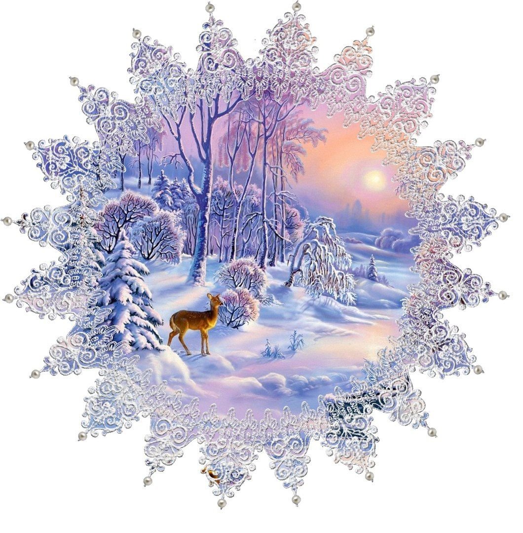 Новогодний пейзаж в круге