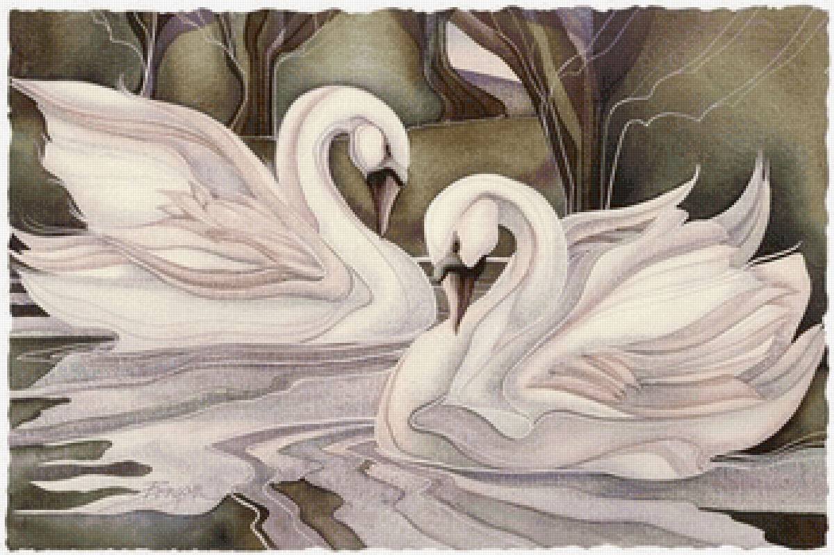 Батик лебеди