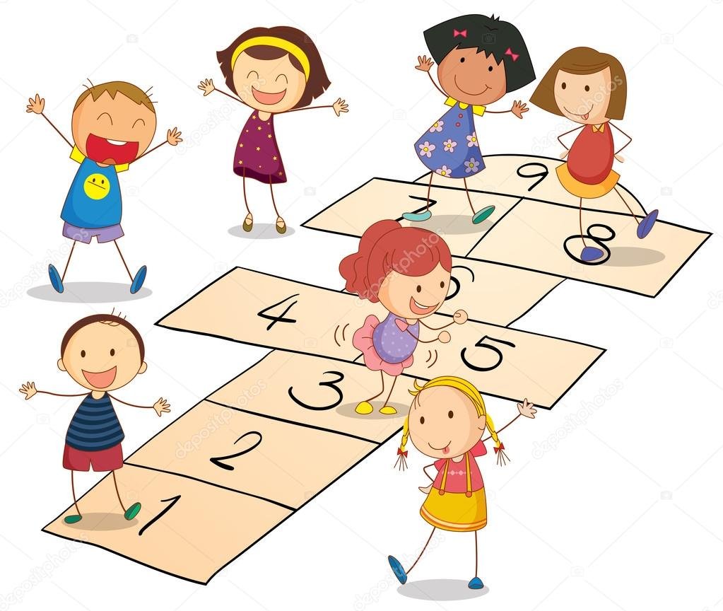 Дети играют в классики рисунок