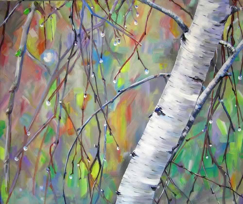 Береза живопись гуашь