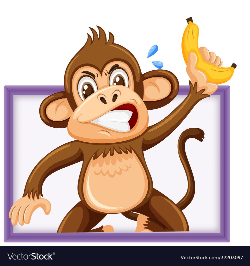 Обезьянка с бананом вектор