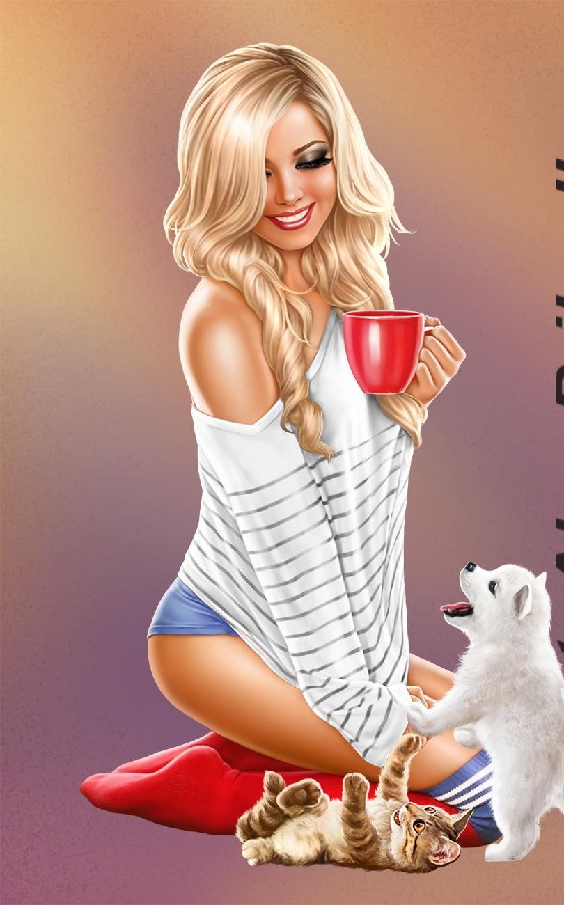 Веселая гламурная девушка