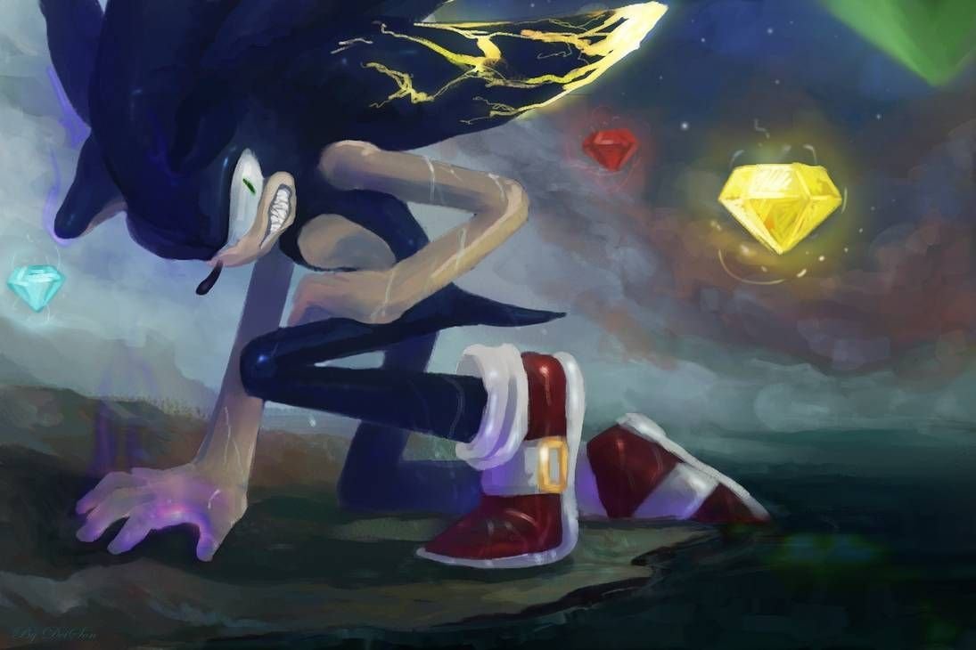 Соник улыбается арт