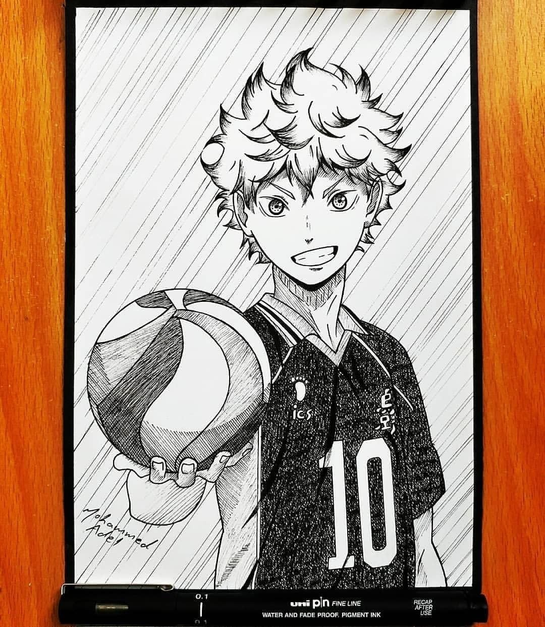 Аниме волейбол Хината эскизы