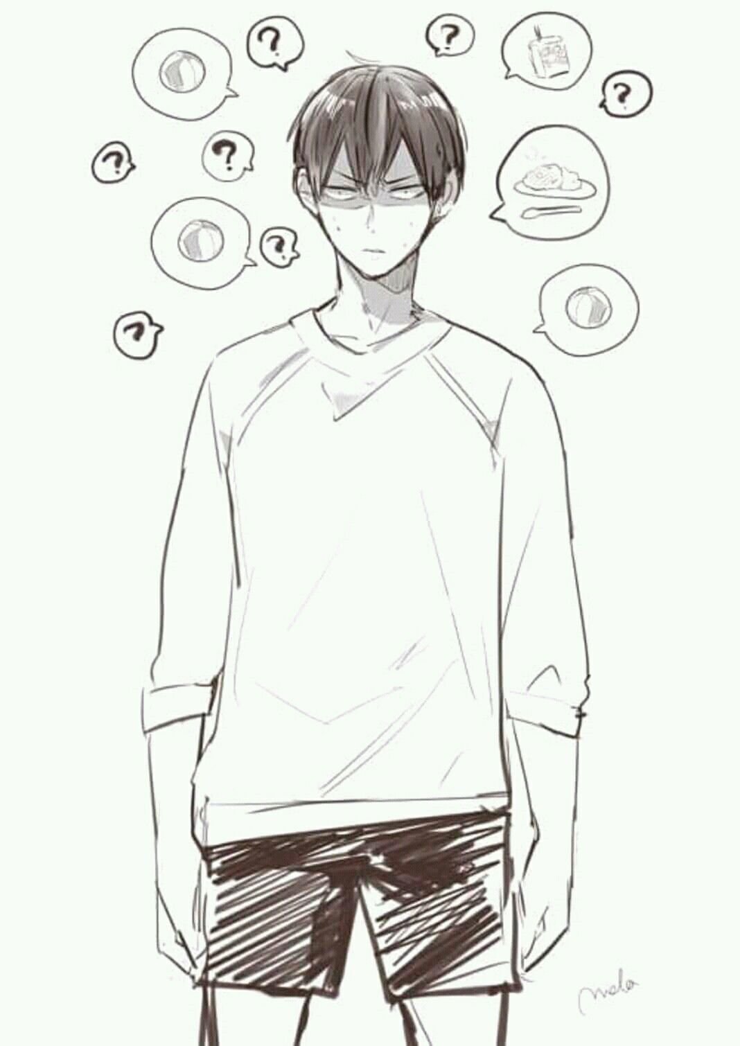 Нарисовать аниме волейбол Кагеяма