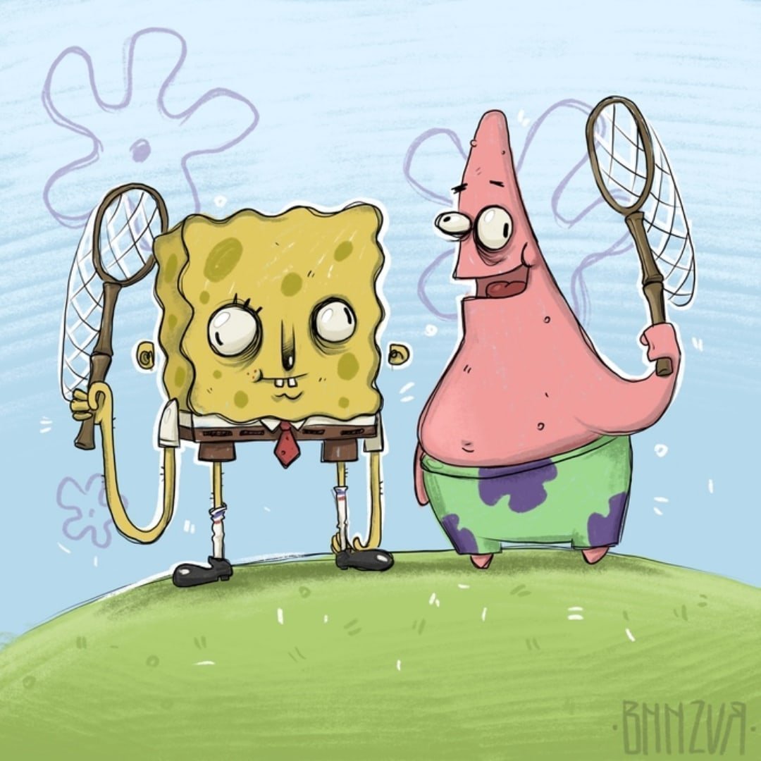 Губка Боб квадратные штаны раскраска с котиком