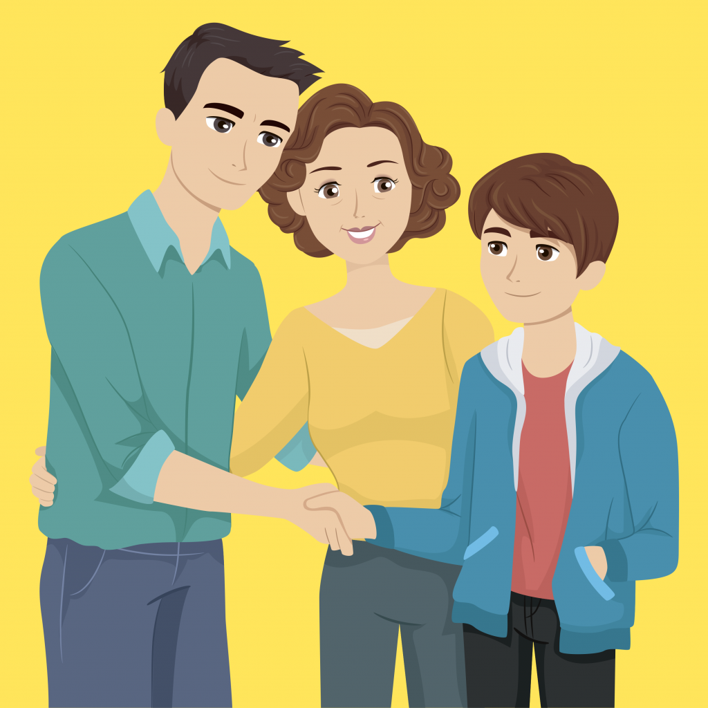 Подростки и родители вектор