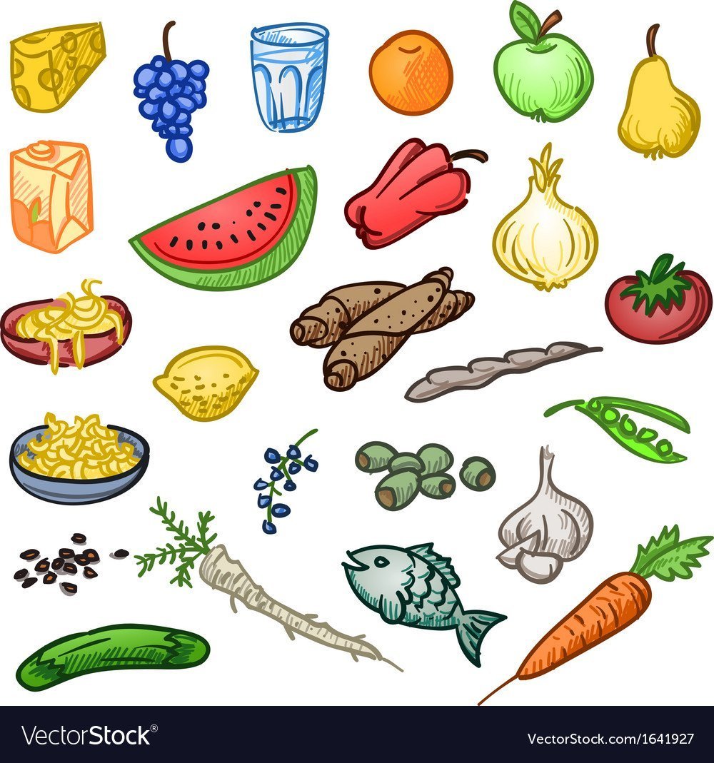 Маленькие рисунки продуктов