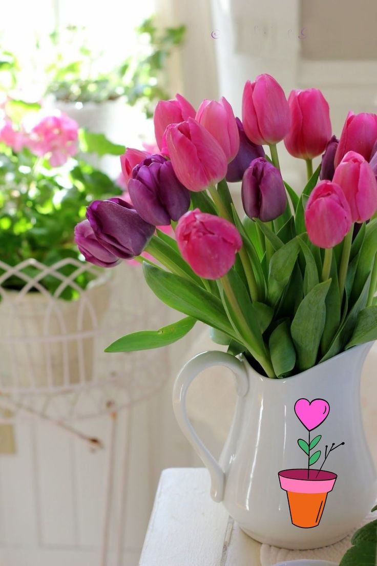 Розовые тюльпаны в вазе