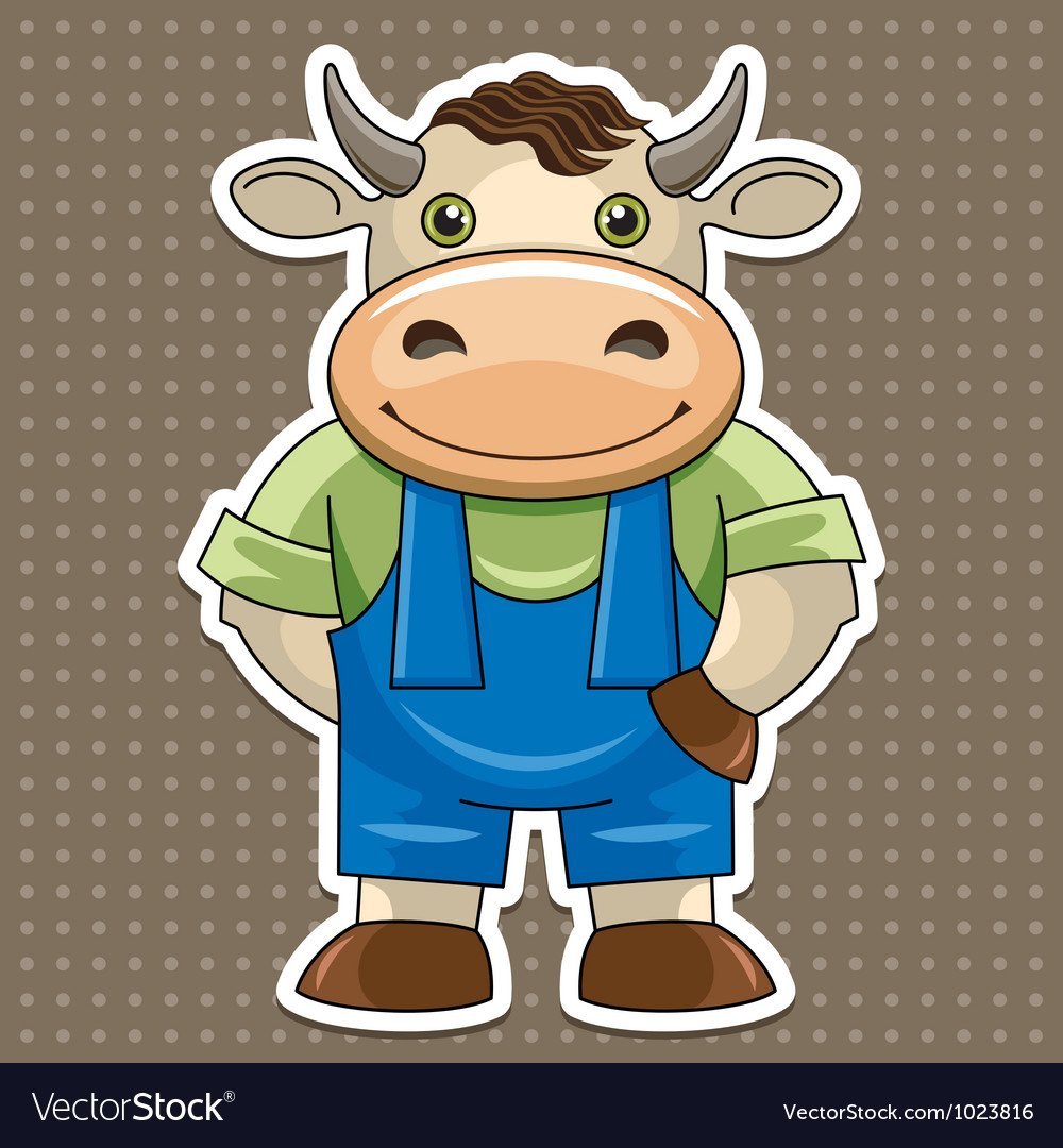 Мультяшный бык и корова