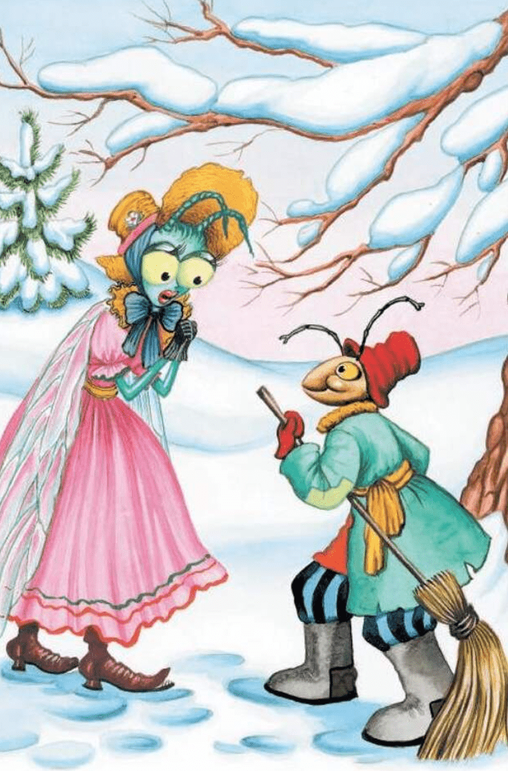 Стрекоза и муравей басня раскраска