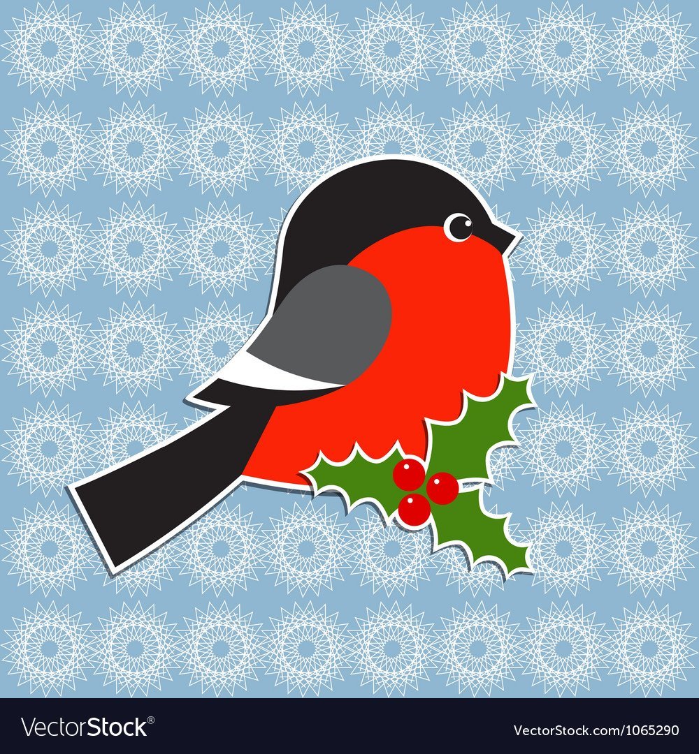 Снегирь на ветке сосны