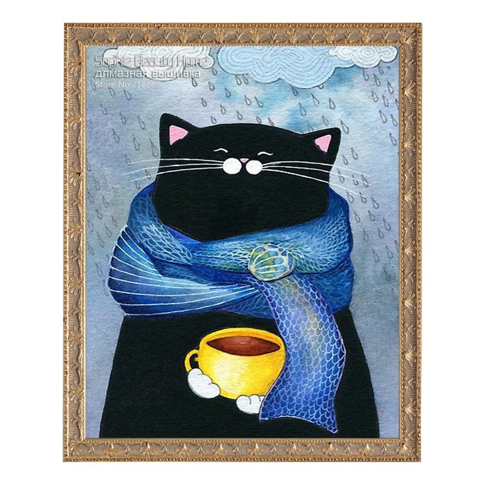 Кот в шарфе с чаем