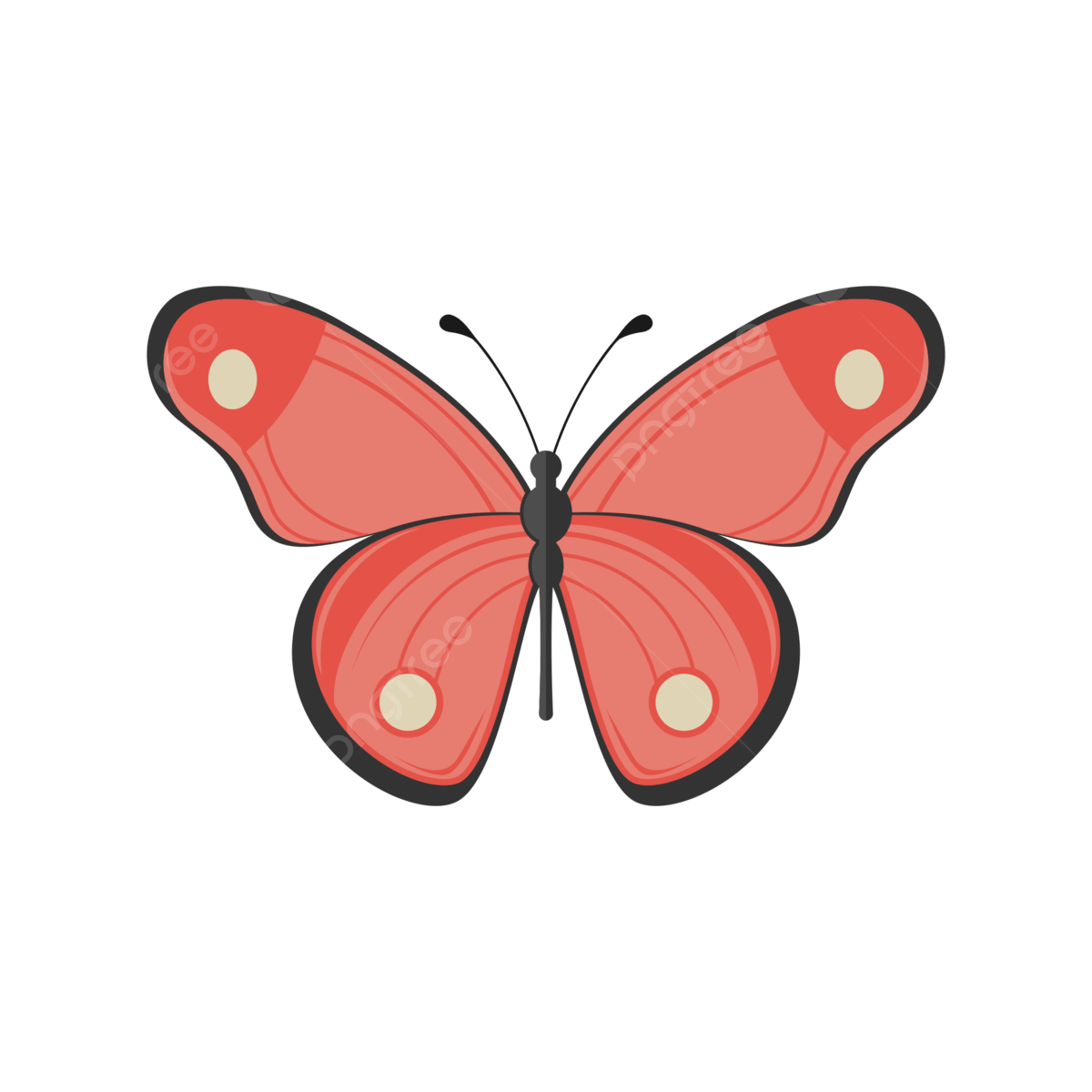 Красные бабочки на белом фоне