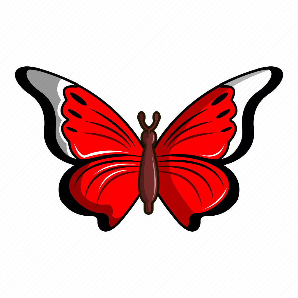 Красные бабочки на прозрачном фоне