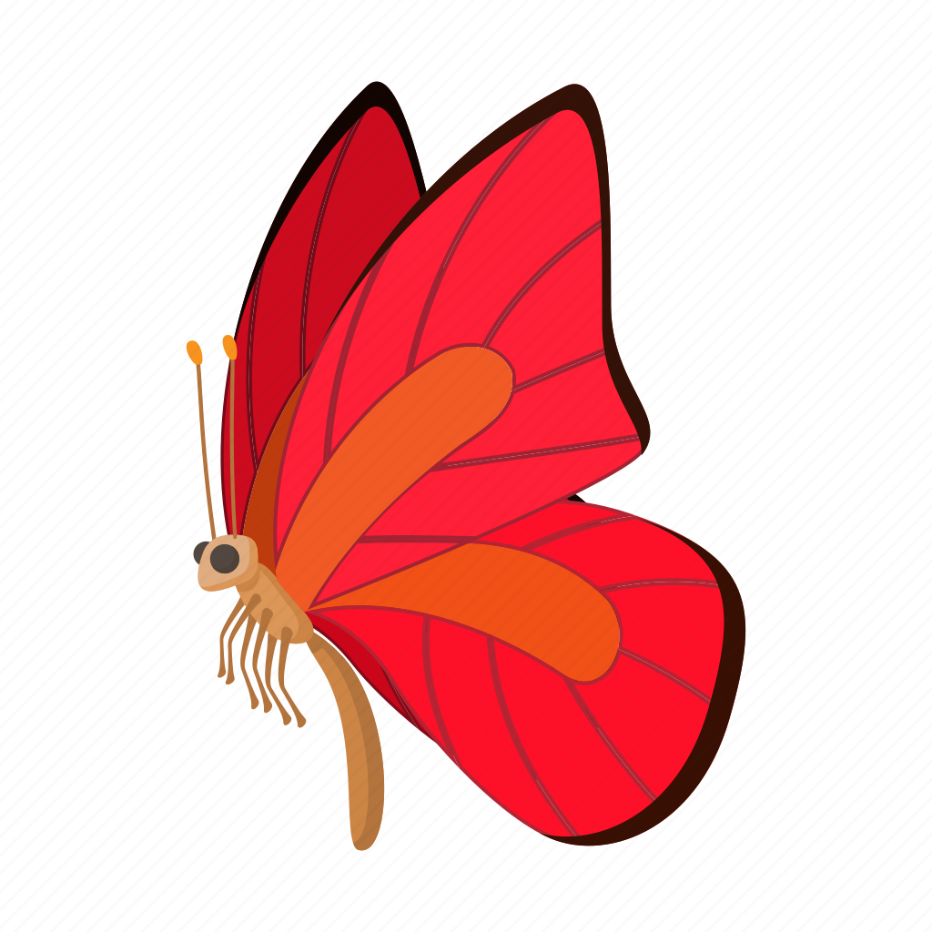 Красная бабочка с треугольными глазами из мультика