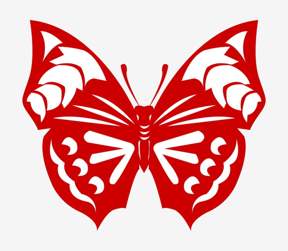 Красные бабочки на белом фоне