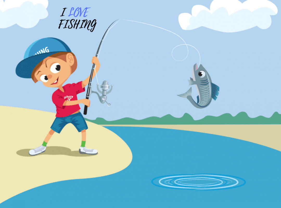 Мальчик с удочкой без фона