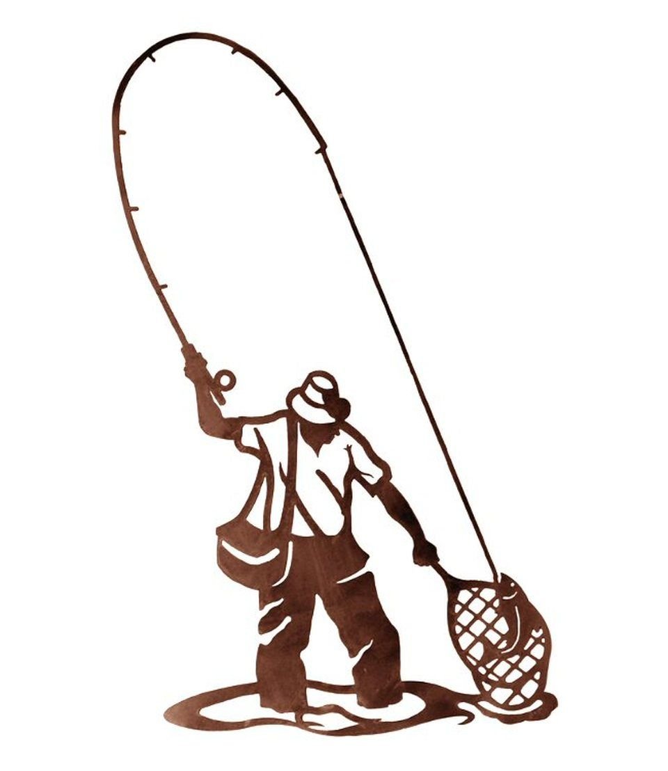 Силуэт рыбака с удочкой