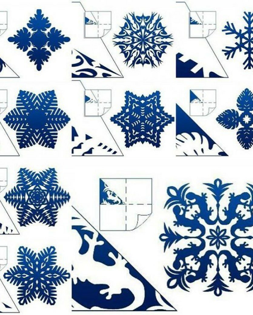 Шаблоны для обрезания снежинок