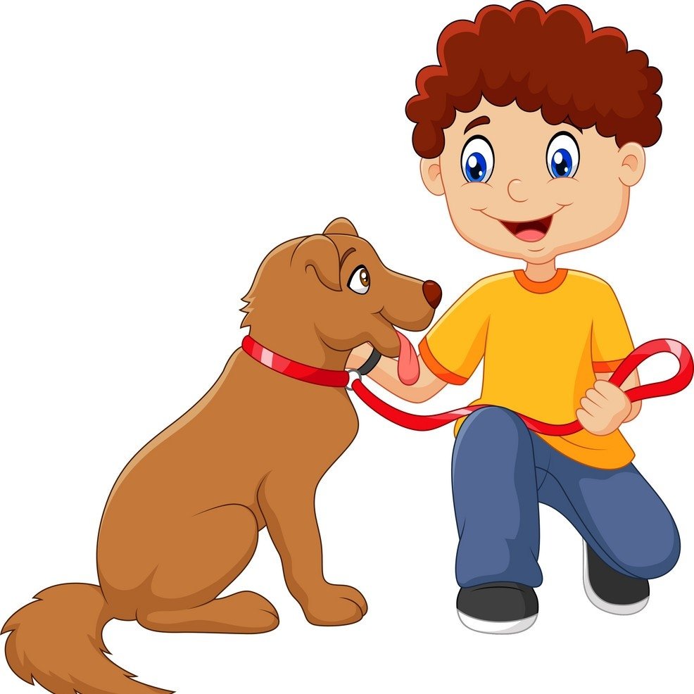 Мальчик и собака мультяшка