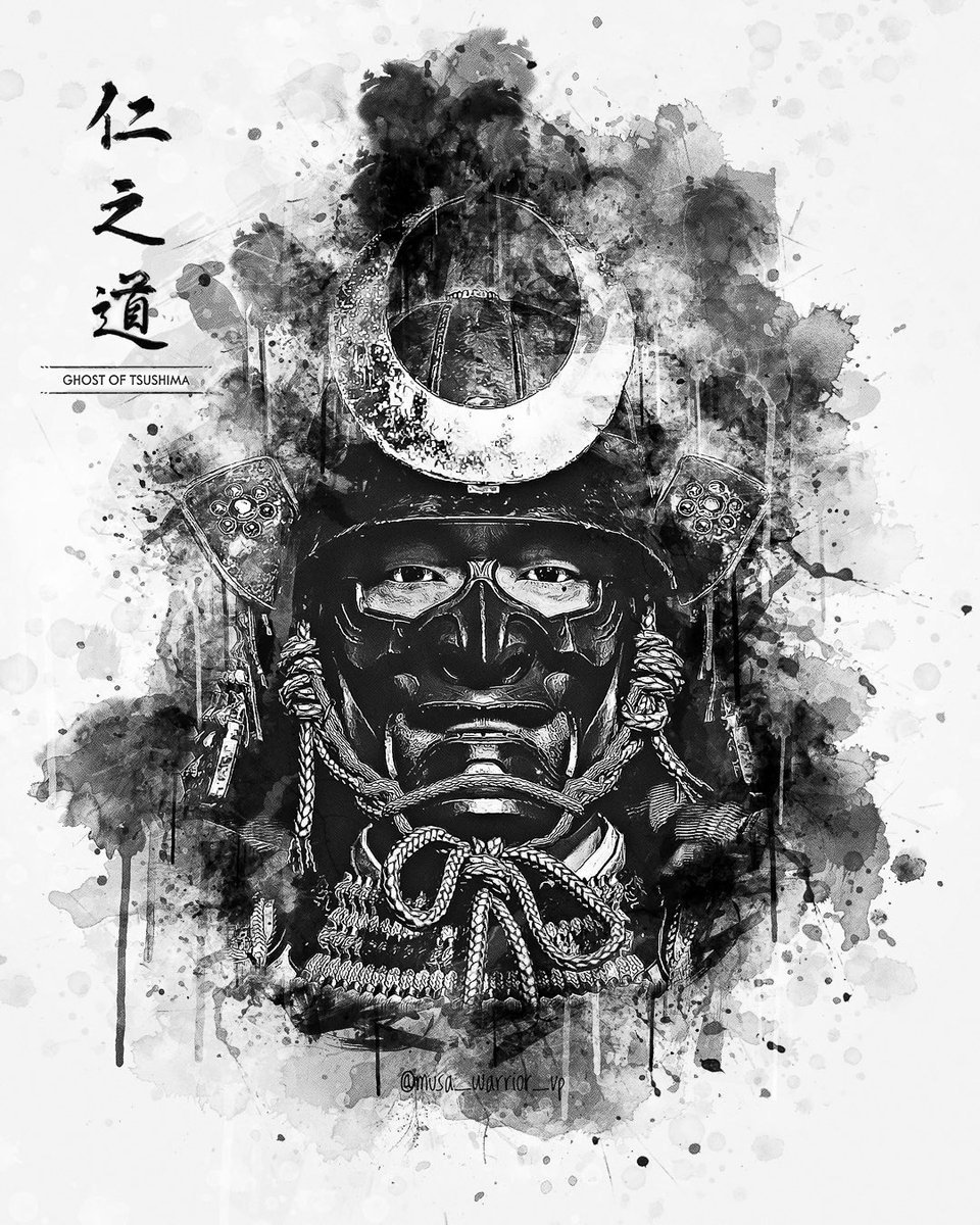 Самурай на черном фоне