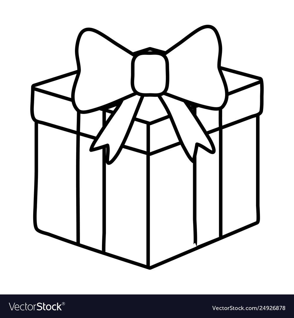 Новогодний подарок иконка черно белая