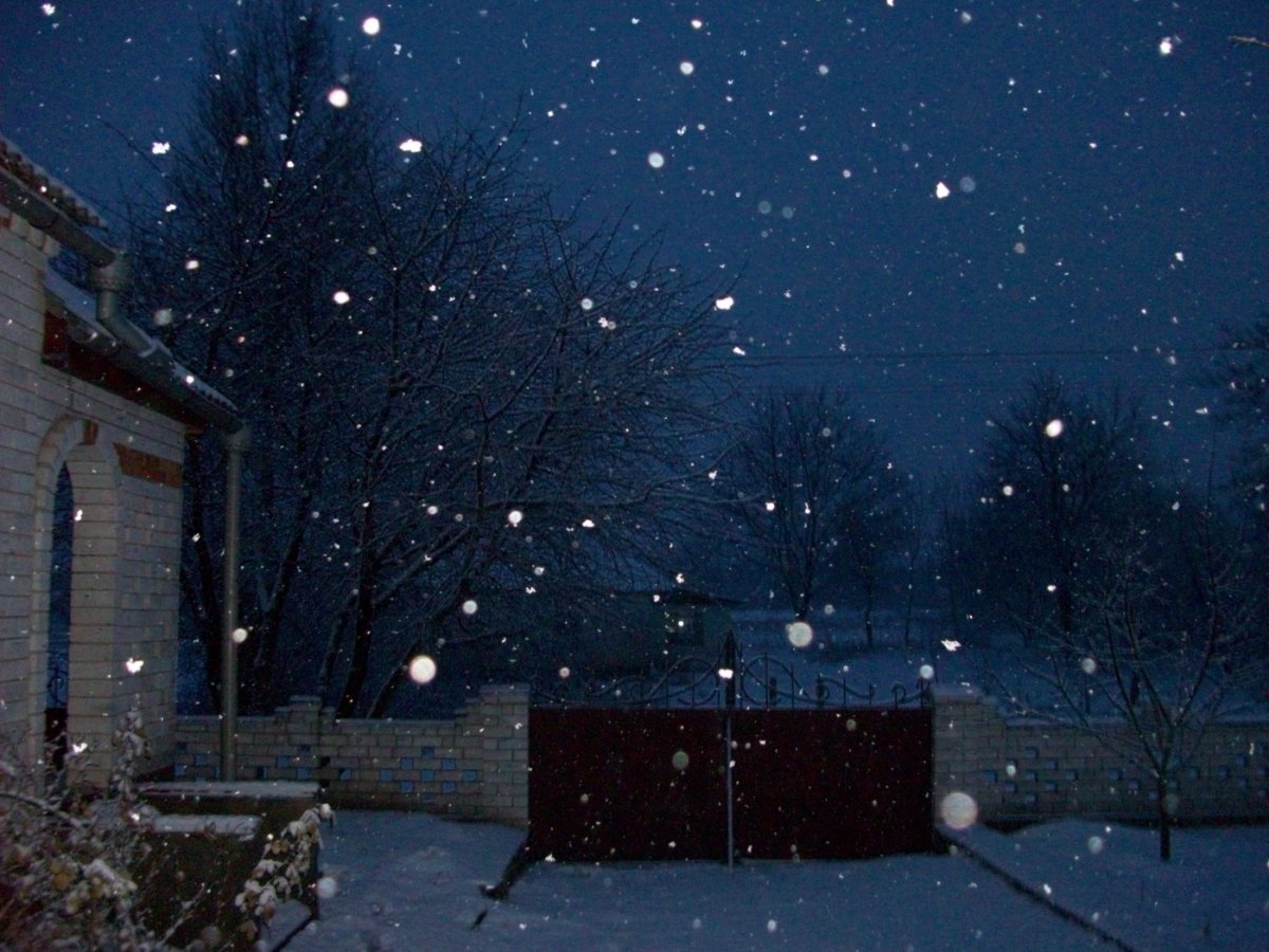 Снегопад ночью