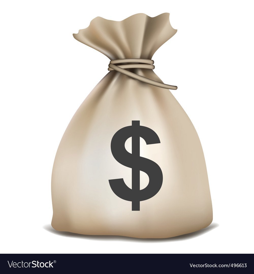 Деньги падают в мешок