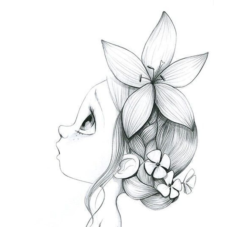 Рисунки для срисовки девушки