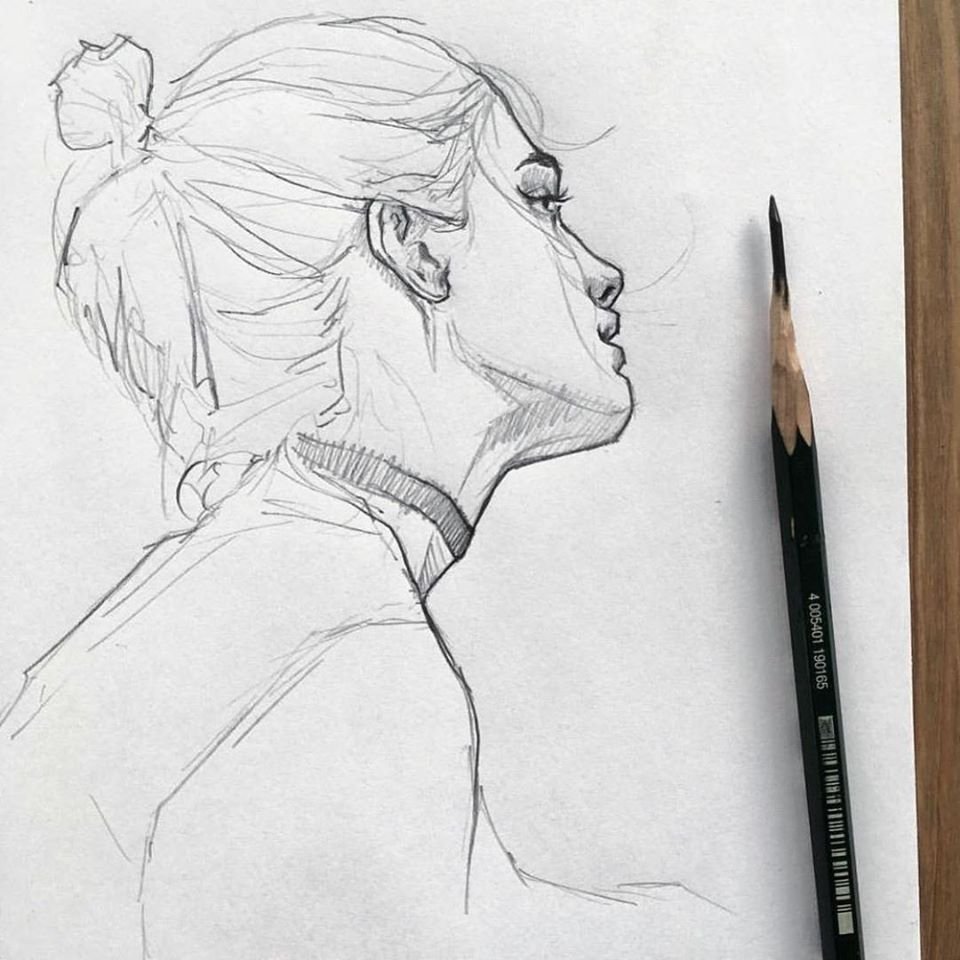 Нарисованная девушка со спины