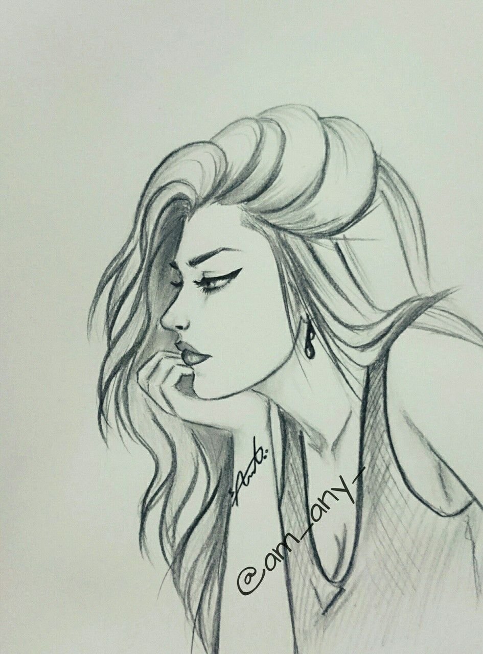 Рисунок девушки карандашом