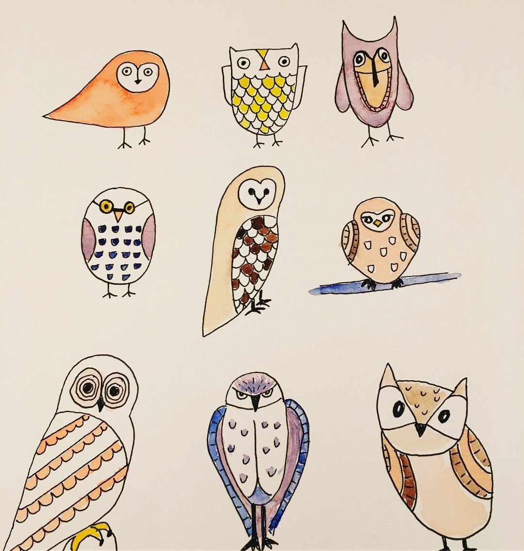 Милая Сова рисунок для срисовки