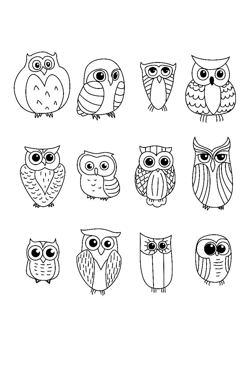 Картинки Совы для срисовки