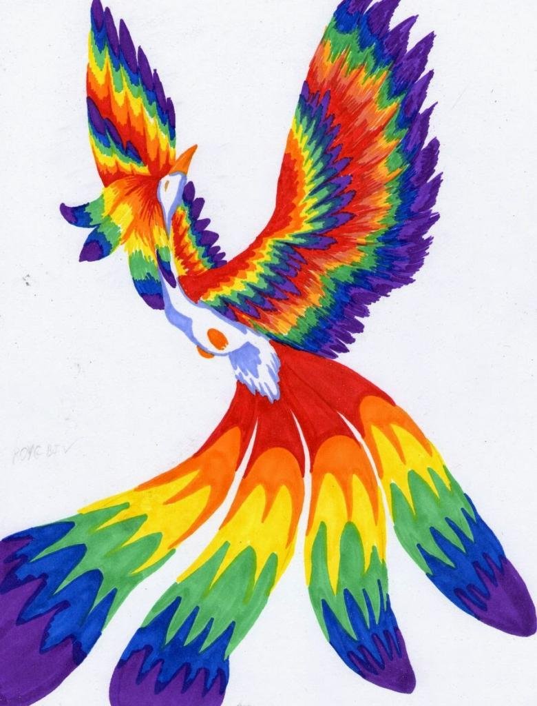 Птица с завитками