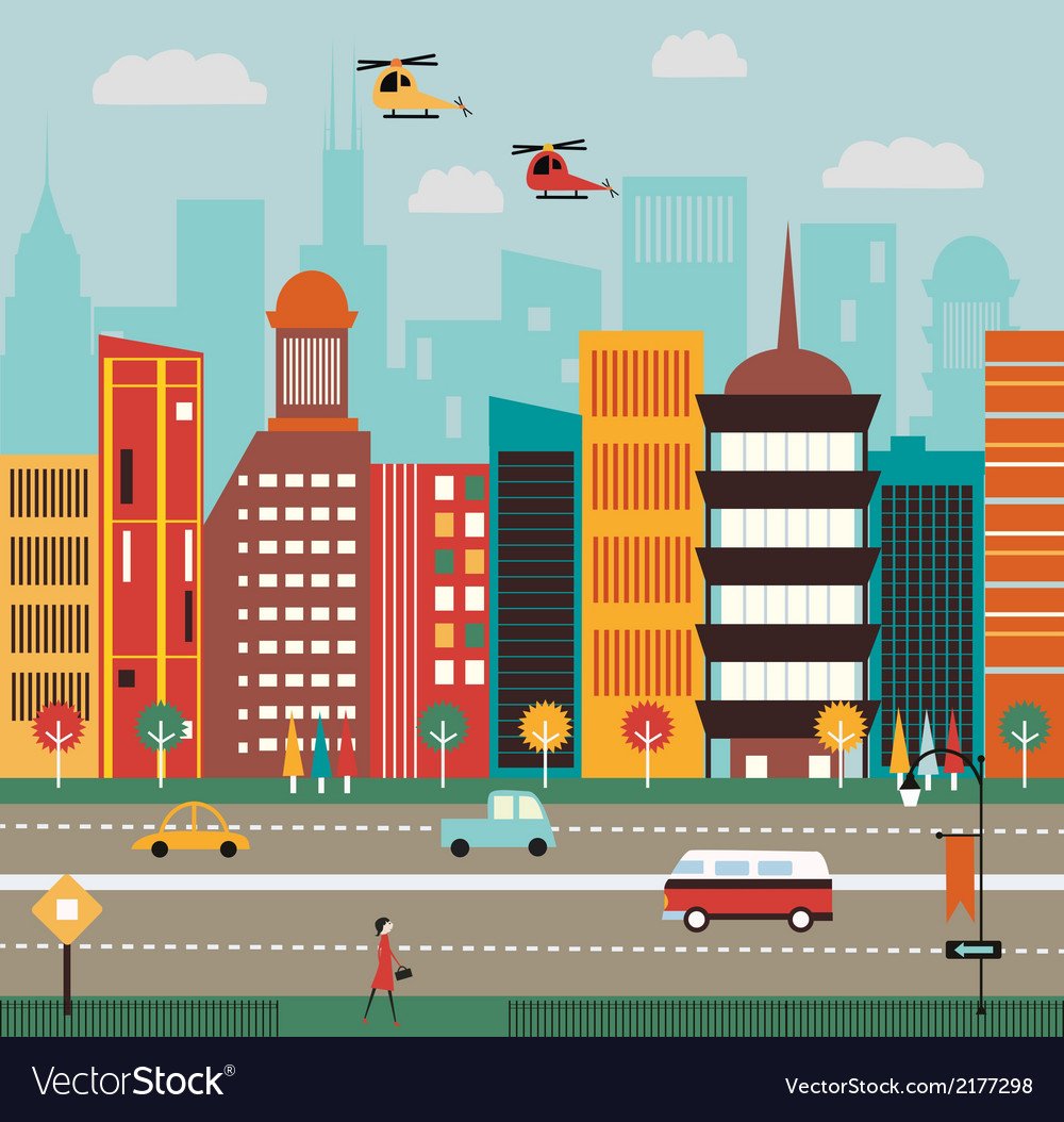 Большой город мультяшный